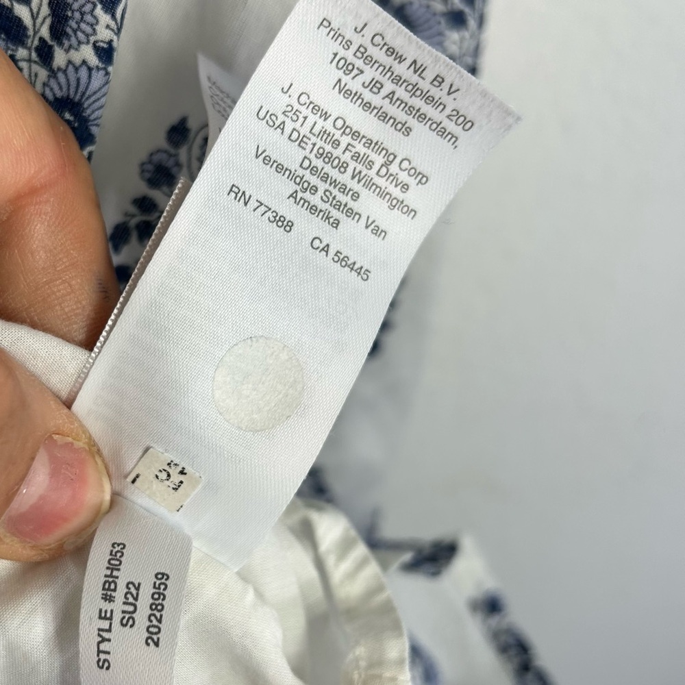 Crew Cuts J.Crew girls Dress Girls 10 indigo blue white puff sleeves batik print - Picture 4 of 13
